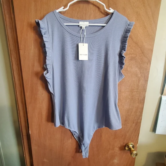 NWT Blue Ruffle Sleeve Bodysuit - Picture 2 of 6